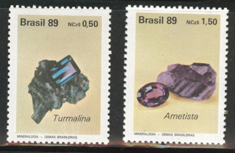 Brazil Scott 2198-99 MNH**  1989 gemstone set