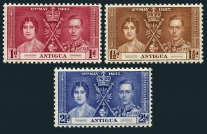 Antigua 81-83, hinged. Michel 75-77. Coronation 1937: King George VI.