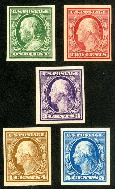 US Stamps # 343-7 MNH XF Fresh Set 