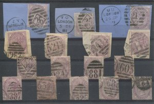 Great Britain #88 Used, Lot of 16, Different Numeral Cancels