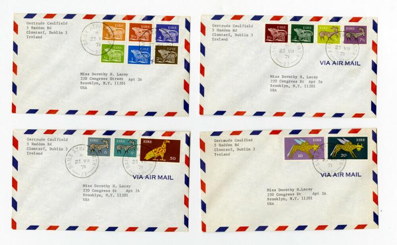 Ireland Covers 4x Air Mail Covers w/ Stamps Dublin to NY