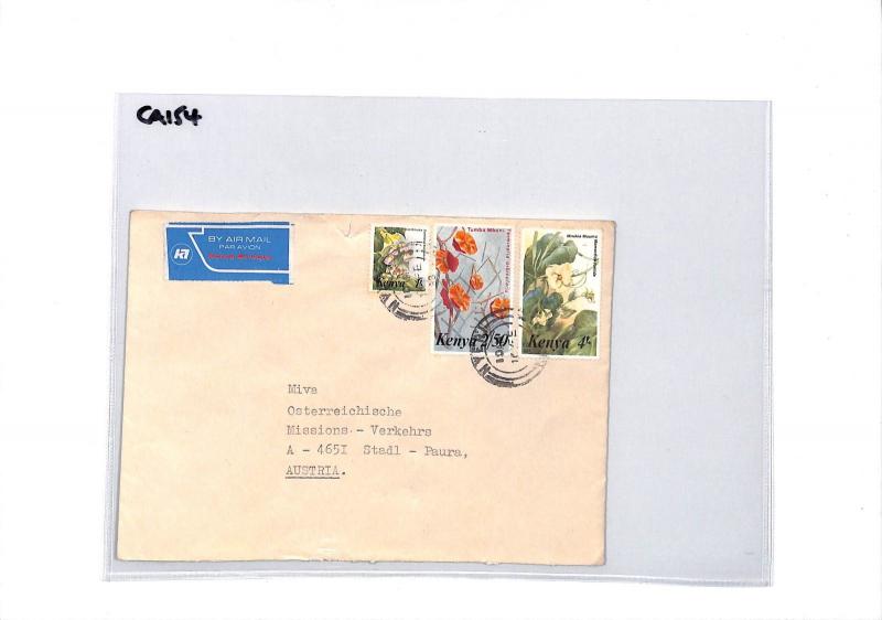 KENYA Air Mail Cover *Nyeri* Flowers MIVA MISSIONARY Austria 1988 CA154