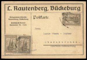 Germany Mi262 Bueckeburg Advertising Cover Cologne Koeln Bahnpost 72061