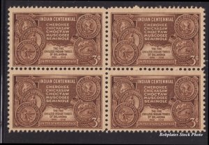 BOBPLATES #972 American Indian Tribes Block of 4 F-VF MNH SCV=$1
