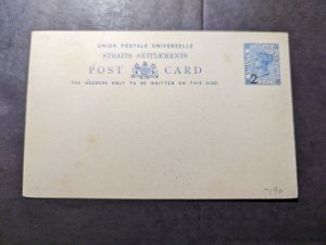 Mint Straits Settlements Postal Stationery Postcard Two Cents Overprint