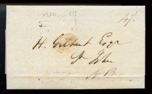 ? 1843 ST. JOHN N.B. SHIP LETTER straight-line rare 4 1/2cy to St. John Canada