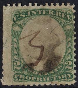 RB2a 2¢ Proprietary Stamp (1871) Used