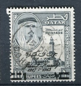 QATAR; 1964 early Sheikh Ali Al Thani JFK issue fine used 10R. value