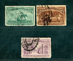 UNITED STATES SC# 232, 234-235 FINELY USED AS SHOWN