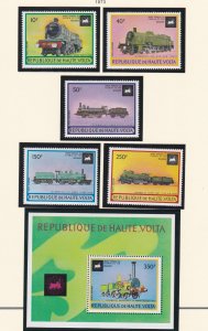 Burkina Faso # C154-158, C159, Locomotives, Mint NH, 1/2 Cat.