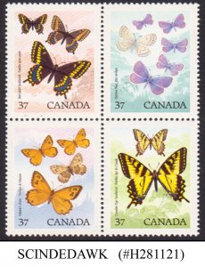 CANADA - 1988 BUTTERFLY / BUTTERFLIES  - BLOCK OF 4 - SE-TENANT MINT NH