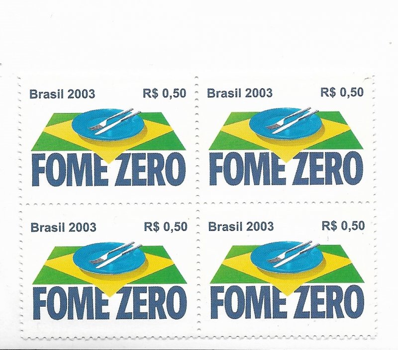 BRAZIL BRASIL 2003 Zero Hunger Programme Social Care Block of 4 Mint Mi 3328