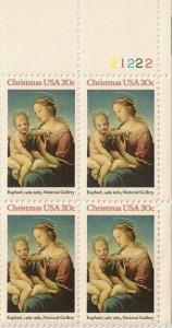 US 2063 Christmas Niccolini-Cowper Madonna 20c plate block UR 21222 MNH 1983