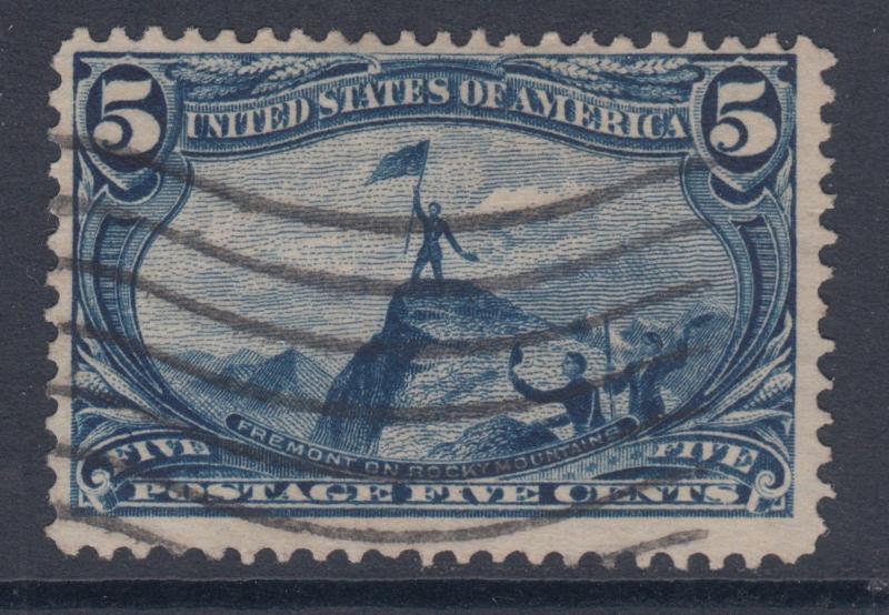 US Sc 288 used 1898 5c Fremont with Flag,  F-VF