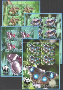 Oz0743 2008 Aitutaki Wwf Fauna Blue Moon Butterfly !!! Michel 38 Euro 4Kb Mnh