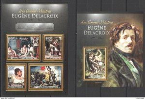 2013 Central Africa Art Famous Paintings Eugene Delacroix 1+1 ** Ca662