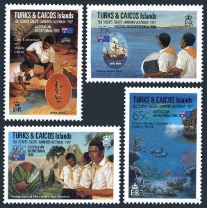 Turks & Caicos 739-743, MNH. Mi 806-809, Bl.71. Australia-200, 1988. Sea Scouts,