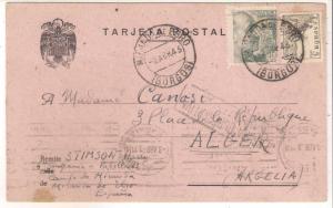 1939 Spain Miranda de Ebro Concentration camp postcard cover Algeria H Stimson