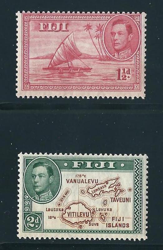 Fiji 119-20 SG 251, 253 MNH toned gum F/VF 1938 SCV $60.50