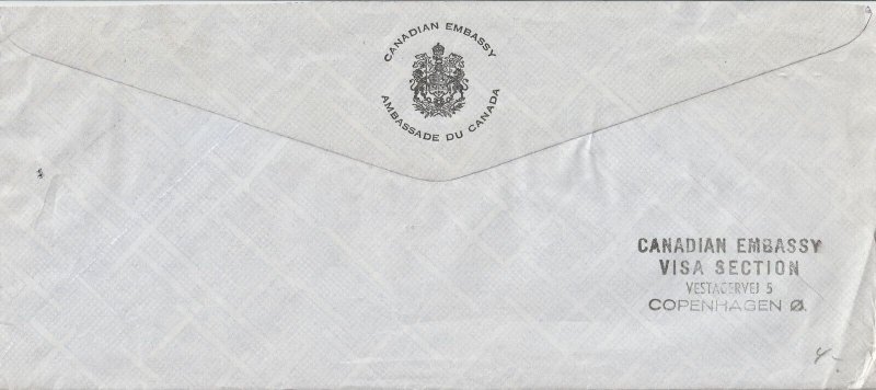 1961 DENMARK - CANADIAN CONSULAR MAIL ON EMBASSY STATIONERY