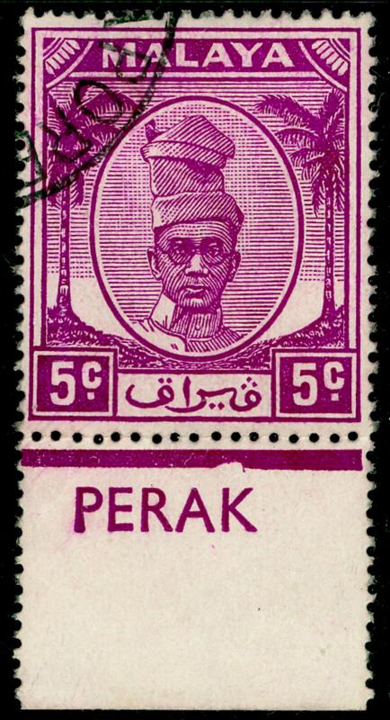 MALAYSIA - Perak SG132, 5c brt purple, FINE USED. CONTROL. 