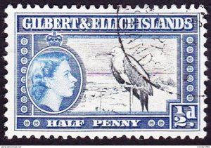 GILBERT & ELLICE ISLANDS 1956 QEII ½d Black & Deep Briight-Blue SG64 FU