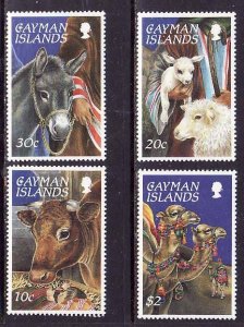 Cayman Is.-Sc#710-13- id2-unused NH set-Christmas-Animals-1995-