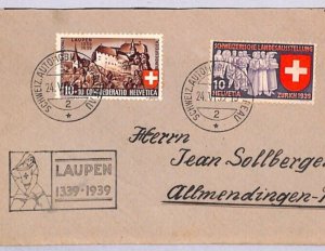 SWITZERLAND Cover SWISS EXHIBITION Laupen Allmendingen 1939 {samwells}YG169