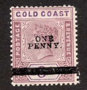 Sc 37 - Gold Coast - 1900 - One Penny on 6d - QV - MH VF -  superfleas - cv$9 