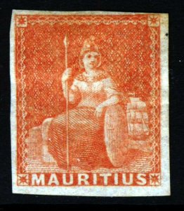 MAURITIUS 1858-62 6d. Vermilion IMPERFORATE SG 28 MNG