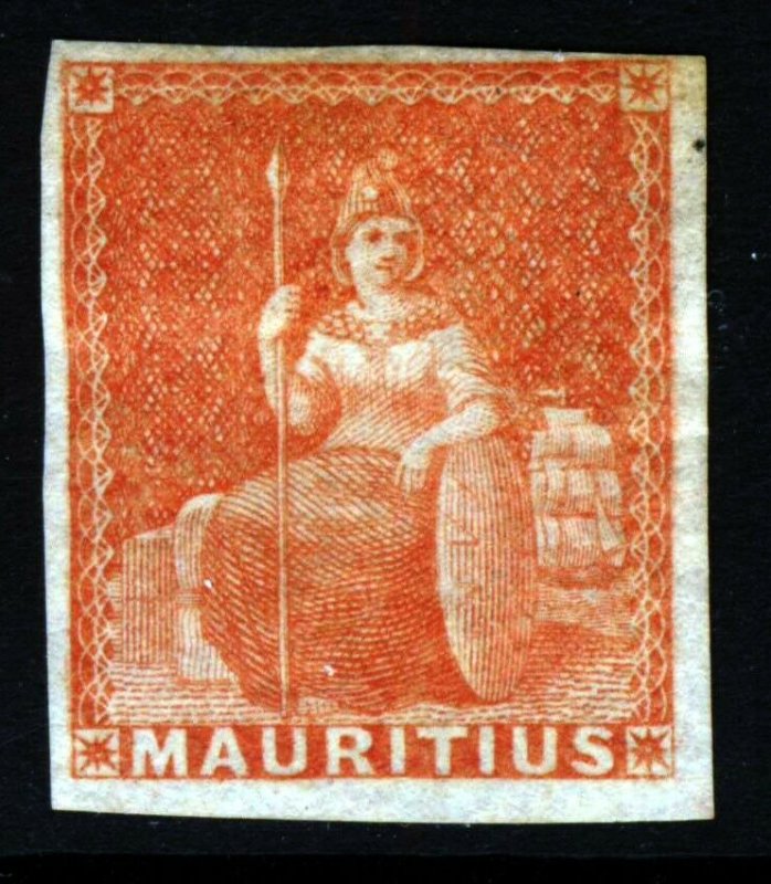 MAURITIUS 1858-62 6d. Vermilion IMPERFORATE SG 28 MNG