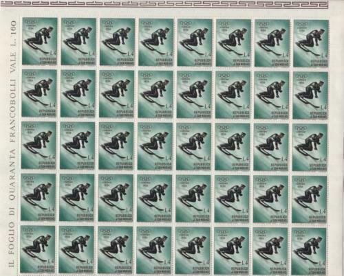 San Marino 1955 winter  olympics mint never hinged  4 lira stamp sheet R19910