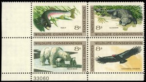 US Sc 1427-30 VF/MNH PLATE Block - 1971 Wildlife Conservation - See Descript.