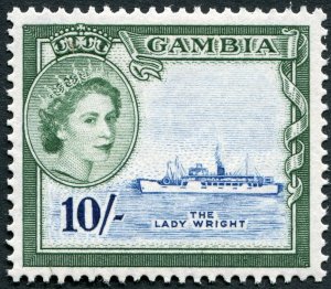 Gambia 1953 10s deep blue & myrtle-green SG184 unused