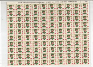 1953 CHRISTMAS SEALS, FULL SHEET