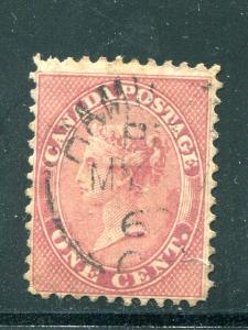 Canada #14  Used  F-VF  split ring cancel    - Lakeshore Philatelics