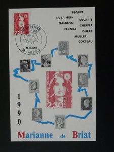 Marianne de Briat definitive stamp maximum card France 1989