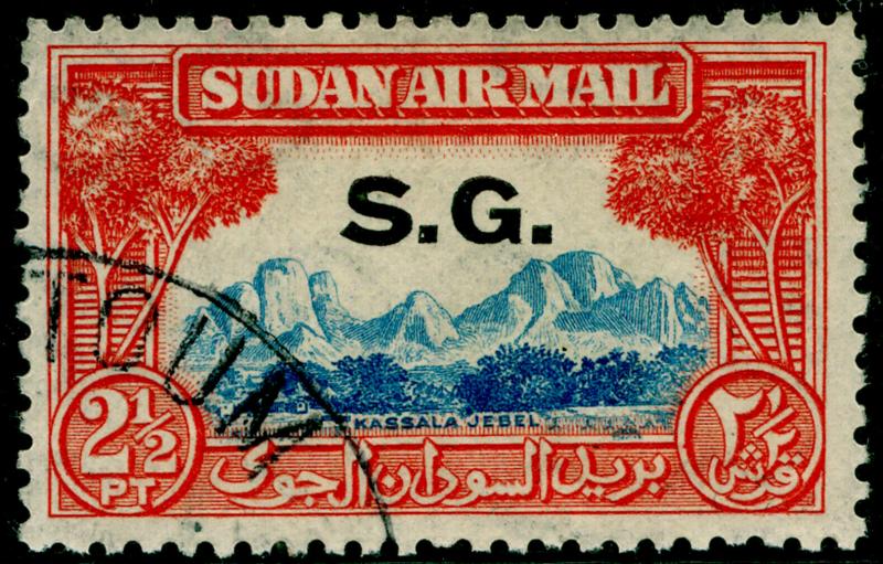 SUDAN SGO60, 2½p light blue & red-orange, FINE USED.