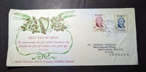 1959 Ireland First Day Cover FDC Dublin to Muhlhausen Germany DDR