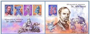 GUINEA BISSAU 2014 2 SHEETS gb14508ab JHON TENNIEL CARTOON