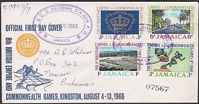 JAMAICA 1966 CW Games cover -Stadium temp rubber datestamp.................A1431