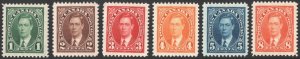 Canada SC#231-236 1¢-8¢ King George VI Singles (1937) MNH