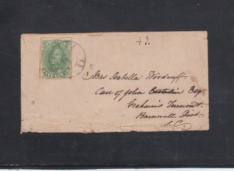 CSA #1 Used 4 Margon Cover Georgia 1862 Postmark to Grahams Turnout SC SCV $300+