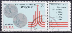 Cuba 2367+Label USED 1980 XXII Summer Olympic Games, Moscow