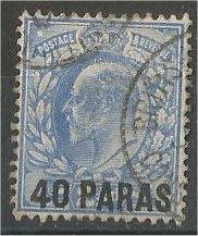 BRITISH OFFICES in TURKISH EMPIRE, 1902, used 40pa on 21/2p, Scott 8