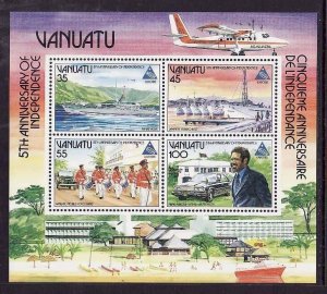 Vanuatu-Sc#400a-Unused NH sheet-Patrol Boat-Fishing Fleet-Independence-1985-