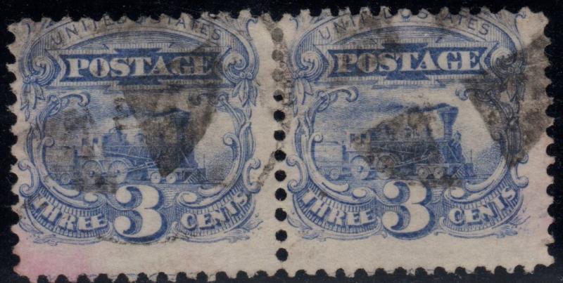 U.S. Scott #114 - Used Pair, Black Fancy Cancels