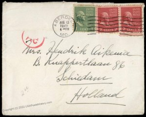 USA 1940 WWI 2c 1c Prexie Transatlantic Airmail Cover German Censor 83738