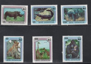 Central Africa  # 323-328, WWF - Endangered Species. Mint NH 1/2 Cat.