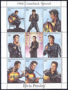 Senegal - 1999 MNH Elvis Presley sheet of 9 cv 9.50 #1350 Lot #40